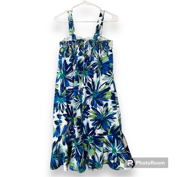 Madison Leigh size 10 blue green floral sundress padded top adjustable straps - Picture 4 of 12
